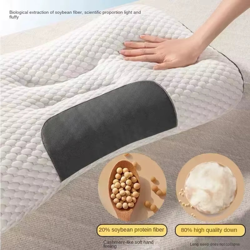 NEW Neck Pillow Help Sleep Protect the Neck Cervical Orthopedic Soybean Fiber Massage Household SPA Pillow for Sleeping Almohada
