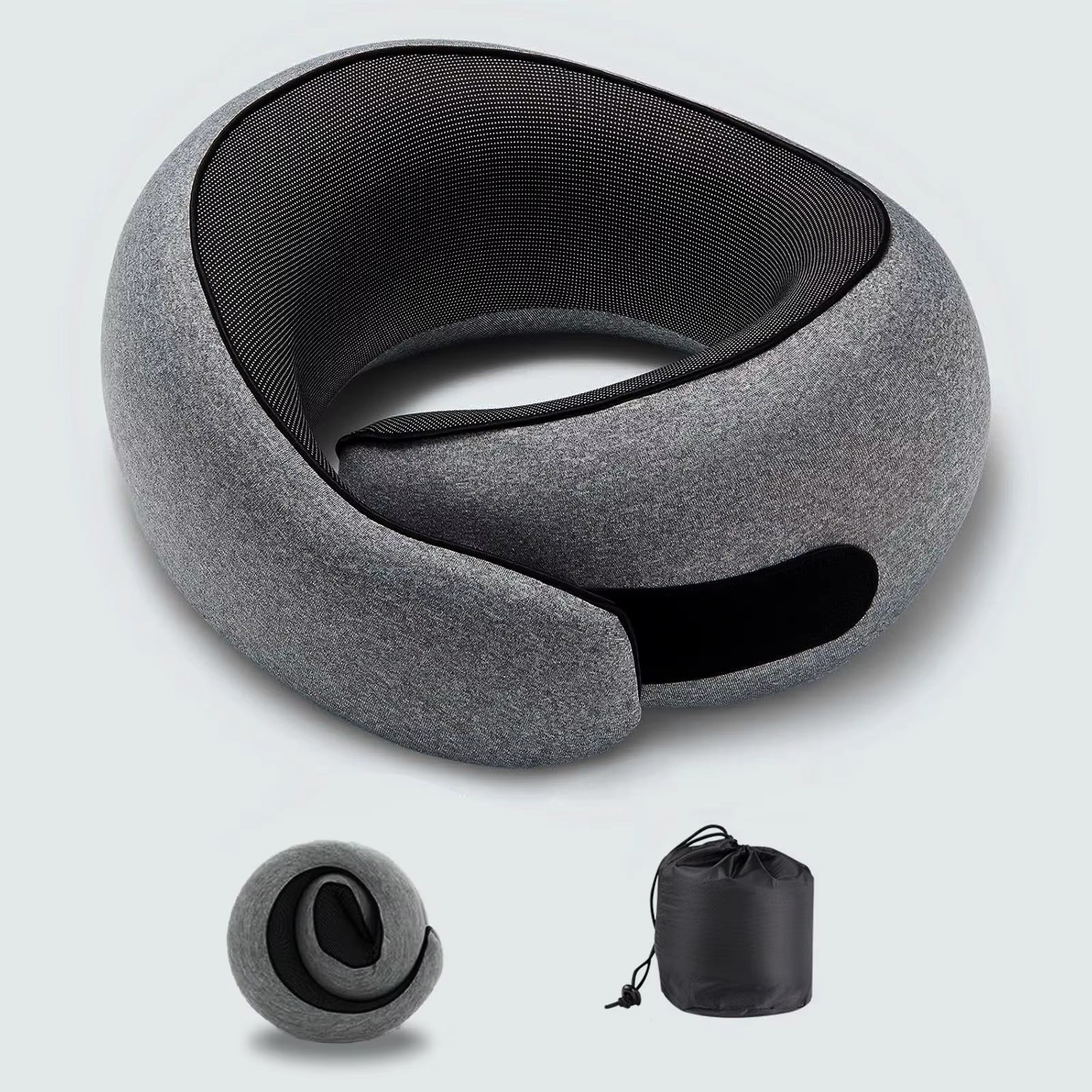 Portable U-Shaped Travel Pillow Memory Foam Snail Pillow Travel Neck Support Neck Pillow Adjustable Soft Noon Break Pillows